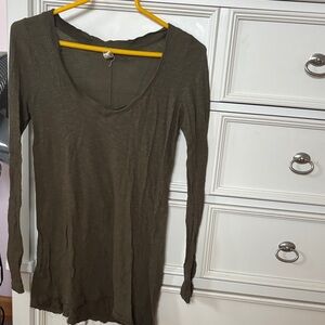 We The Free Olive Long Sleeve V-Neck Top